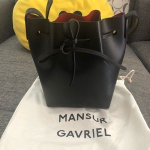 Mansur Gavriel Black Red Mini Bucket Bag